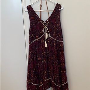 Purple and cream dress